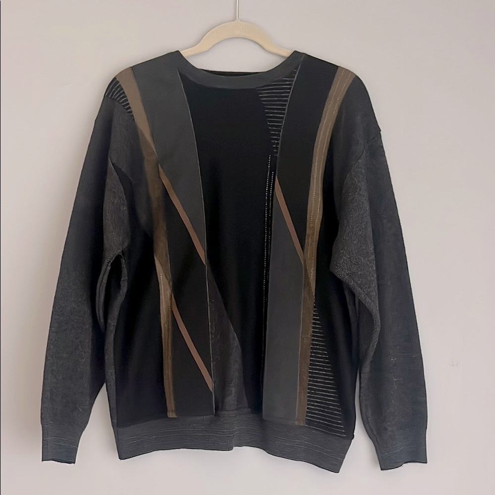 Serica 90s Coogi Style Mens Cosby Dad Vintage Mens Crewneck, 1990s Knit Sweater